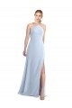 Affordable Halter Neck Long Chiffon Bridesmaid Dress with Strappy Back and Daring Side Slit UK