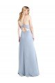 Affordable Halter Neck Long Chiffon Bridesmaid Dress with Strappy Back and Daring Side Slit UK