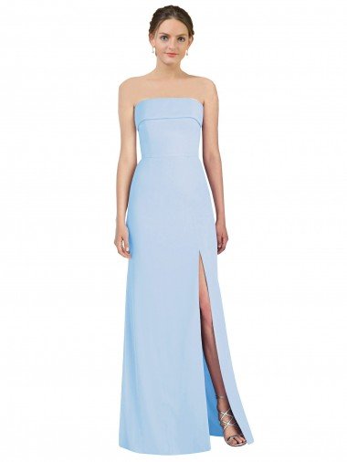 Affordable Strapless Trumpet Chiffon Formal Bridesmaid Dress with Thigh high Slit UK