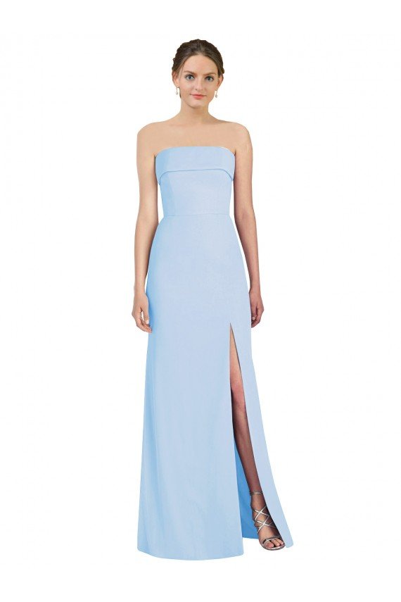 Affordable Strapless Trumpet Chiffon Formal Bridesmaid Dress with Thigh high Slit UK