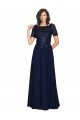 Affordable Short Sleeves A-Line Long Chiffon Bridesmaid Dress / Prom Dress with Beaded Bodice UK