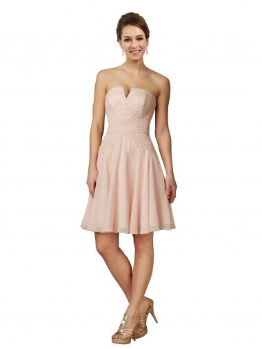 Affordable Lace and Chiffon Bridesmaid Dress / Cocktail Dress with Unique Neckline UK