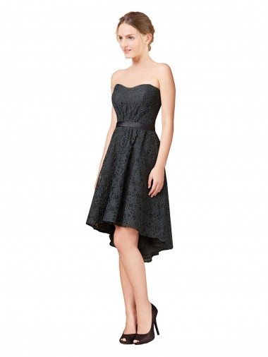 Affordable Lace Cocktail Bridesmaid Dress with Hi-Low Hemline UK