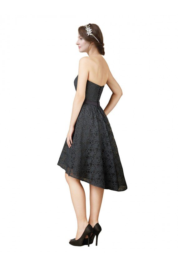 Affordable Lace Cocktail Bridesmaid Dress with Hi-Low Hemline UK