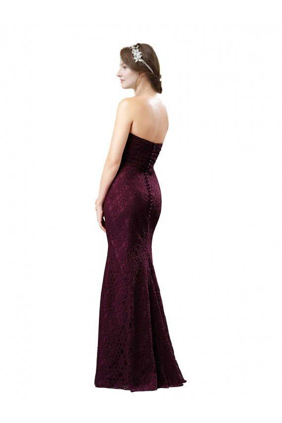 Affordable Fitted Long Lace Bridesmaid Dress with Sweetheart Neckline UK