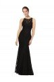 Affordable Fitted Lace Bridesmaids Dress with Jewel Neckline and Open Back UK