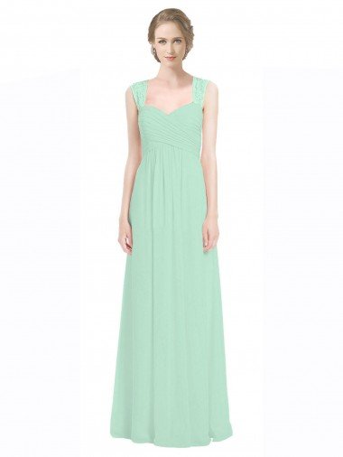 Affordable Sweetheart Chiffon Bridesmaid Dress with Lace Straps and Keyhole Back UK