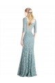 Affordable Half Sleeves Pleated Lace Bridesmaid Dress / Prom Dress with Wrap-Around Portrait Neckline UK