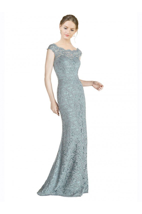 Affordable Off the Shoulder Mermaid Lace Bridesmaid Dress / Prom Dress with Cap Sleeves UK