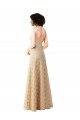 Affordable Lace A-Line Long Bridesmaids Dress with Satin Waistband UK