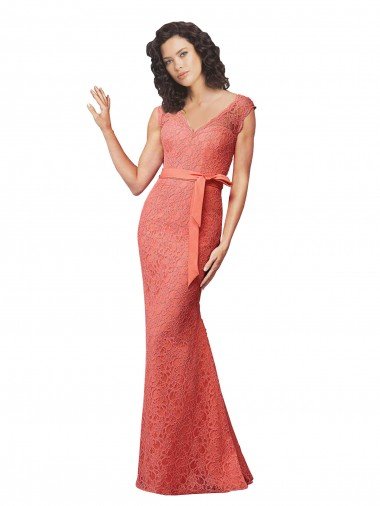 Affordable Mermaid Long V-Neck Lace Bridesmaid Dress with Open Back UK