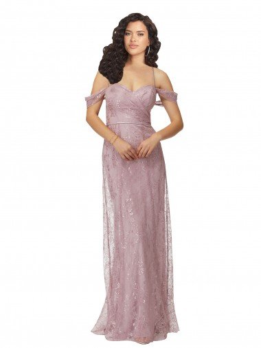 Affordable Sweetheart Chantilly Lace Bridesmaid Dress with Off the Shoulder Sleeves UK