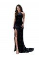 Affordable Formal High Neckline Lace Open Back Bridesmaid Dress / Prom Dress with High Slit UK