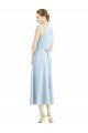 Affordable Short Tea Length V-Neck Satin Bridesmaid Dress UK