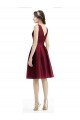 Affordable Short Midi Length Satin Cocktail Bridesmaid Dress with Bateau Neckline and V-Back UK