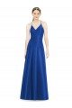 Affordable Full Pleated V-Neck Long Satin Bridesmaid Dress with Criss Cross Open Back UK