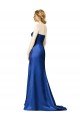 Affordable Faux Wrap A-Line Long Satin Bridesmaid Dress with Draped Bodice UK