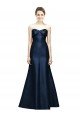 Affordable Long Strapless Satin Bridesmaid Dress with Pleated Cuff Neckline UK