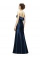 Affordable Long Strapless Satin Bridesmaid Dress with Pleated Cuff Neckline UK