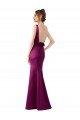 Affordable Fitted Sexy Open Back Formal Satin Bridesmaids Dress with Floral Details UK