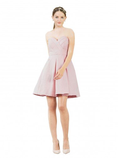 Affordable Short Knee Length Sweetheart Satin Cocktail Bridesmaid Dress UK