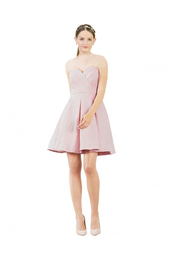 Affordable Short Knee Length Sweetheart Satin Cocktail Bridesmaid Dress UK