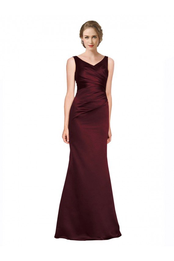 Affordable Figure Shaping Formal Satin Bridesmaid Dress / Prom Dress with Structured Pleats UK