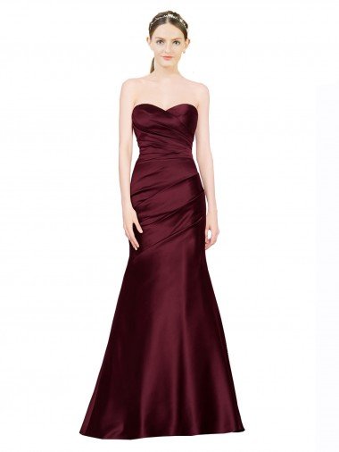 Affordable Mermaid Sweetheart Soft Formal Satin Bridesmaid Dress / Prom Dress with Pleats UK