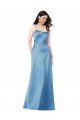 Affordable Crossing Strap Back Pleated Bodice Long Formal Satin Bridesmaid Dress / Prom Dress UK