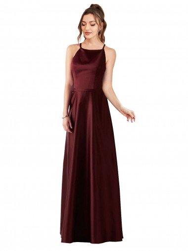 Affordable Sleek Satin Bridesmaids Dress with Pockets UK