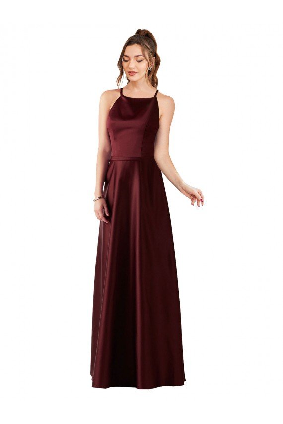 Affordable Sleek Satin Bridesmaids Dress with Pockets UK