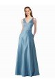 Affordable Classic Satin V-Neck A-Line Bridesmaids Dress with Pockets UK