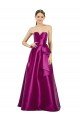 Affordable Sleeveless V-Neck Long Satin Bridesmaid Dress / Prom Dress with Bow Waist UK