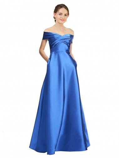 Affordable Sleeveless Off the Shoulder Ball Gown Formal Satin Bridesmaid Dress / Prom Dress UK