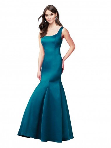 Affordable Long Sleek Satin Bridesmaid Dress / Prom Dress with U-Back UK