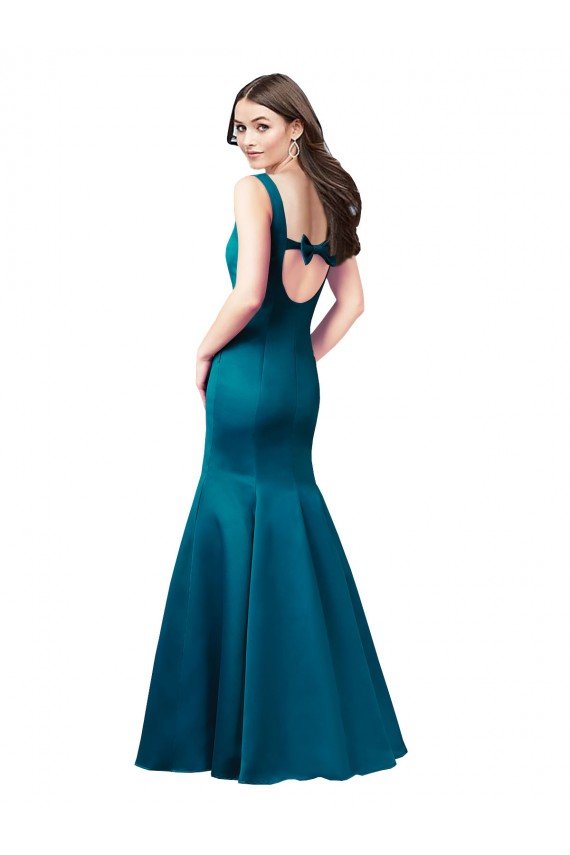 Affordable Long Sleek Satin Bridesmaid Dress / Prom Dress with U-Back UK