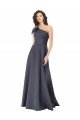 Affordable Rouched One Shoulder Floor Length Formal Satin Bridesmaid Dress / Prom Dress with Bow UK