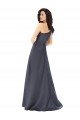 Affordable Rouched One Shoulder Floor Length Formal Satin Bridesmaid Dress / Prom Dress with Bow UK