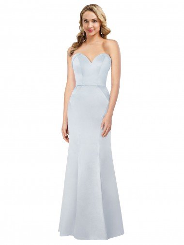 Affordable Old Hollywood-Inspired Strapless Formal Satin Bridesmaid Dress / Prom Dress UK