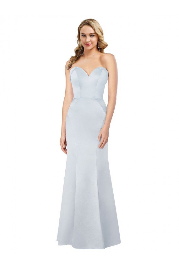 Affordable Old Hollywood-Inspired Strapless Formal Satin Bridesmaid Dress / Prom Dress UK