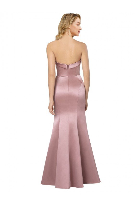 Affordable Old Hollywood-Inspired Strapless Formal Satin Bridesmaid Dress / Prom Dress UK