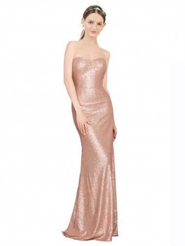 Affordable Sweetheart Full Length Long Formal Sequin Bridesmaid Dress / Prom Dress UK