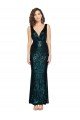 Affordable V-Neck Full Length Formal Sequin Bridesmaid Dress / Prom Dress with Draped Back UK