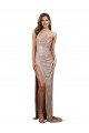 Affordable High Slit Scoop Neck Long Formal Sequin Bridesmaid Dress / Prom Dress UK