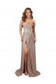 Affordable Strapless Scoop Neck Off the Shoulder Long Formal Sequin Bridesmaid Dress / Prom Dress with High Slit UK