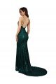 Affordable Fishtail Shaped V-Neck Open Back Long Formal Sequin Bridesmaid Dress / Prom Dress UK