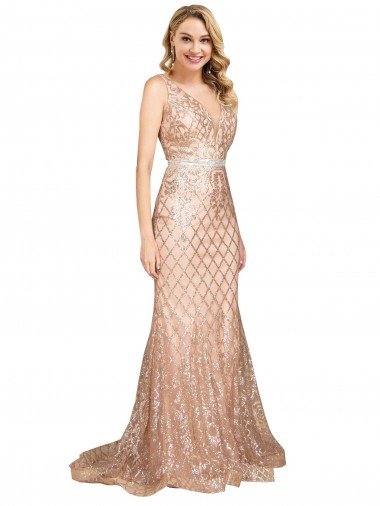 Affordable Sleek Long Mermaid Formal Sparkling Sequin Bridesmaid Dress / Prom Dress UK