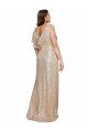 Affordable Deep V-Neck Sleeveless Sparkling Formal Sequin Bridesmaid Dress / Prom Dress with Draped Cowl Back UK