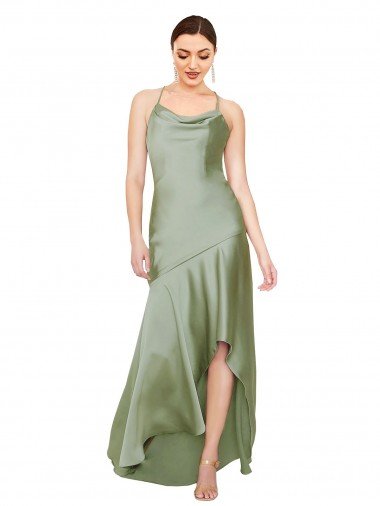 Affordable Formal Silky Satin Bridesmaid Dress / Prom Dress with Bias Cut Skirt UK