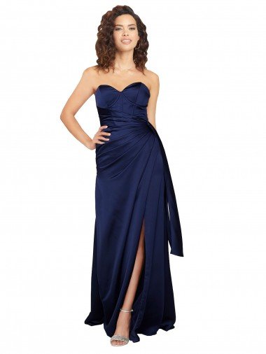 Affordable Floor Length Wrap Skirt Formal Silky Satin Bridesmaid Dress / Prom Dress UK